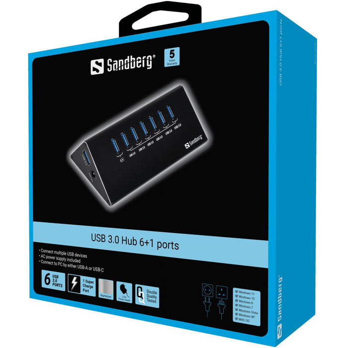 EAN 5705730133824 - Sandberg 133-82 hub de interfaz USB 3.2 Gen 1 (3.1 Gen 1) Micro-B 5000 Mbit/s Negro imagen 2
