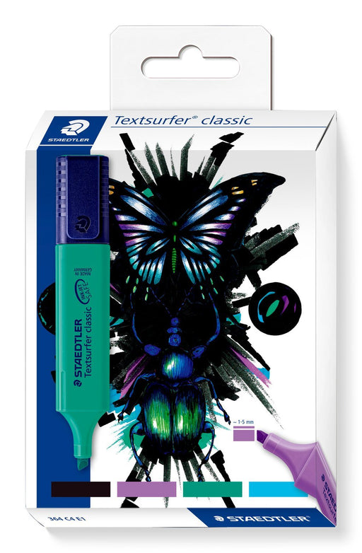 EAN 4007817153352 - Staedtler 364 C4 E1 marcador 4 pieza(s) Punta de cincel Negro, Azul, Turquesa, Violeta imagen 1
