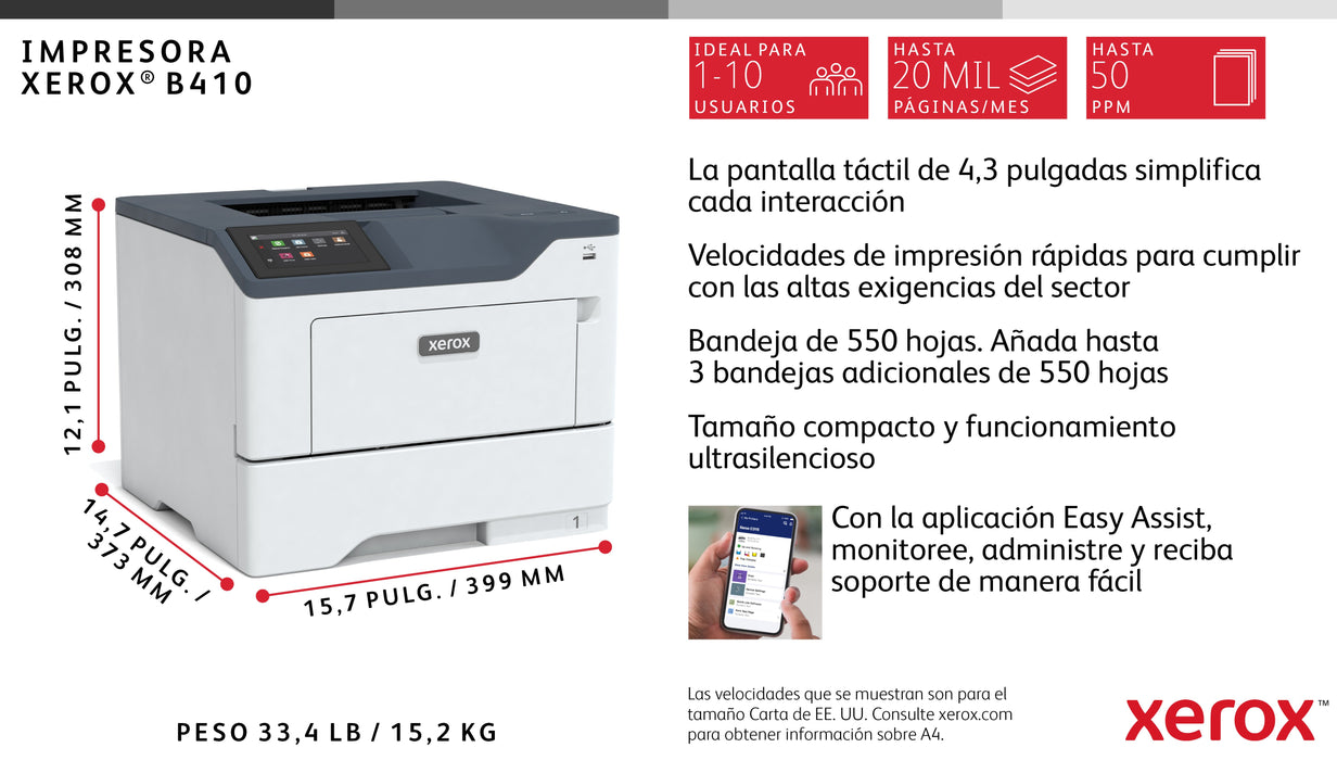 EAN 0095205041170 - Xerox B410V_DN impresora láser Color 1200 x 2400 DPI imagen 6