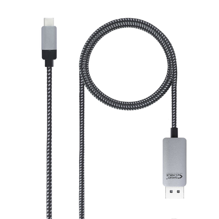 EAN 8433281009882 - Nanocable 10.15.5002 adaptador de cable de vídeo 1,8 m USB Tipo C DisplayPort Aluminio, Negro imagen 1