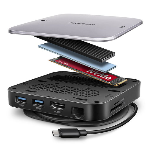 EAN 8595247908438 - Axagon HMC-UFO USB-C Hub M.2 SATA/NVMe 1 Gbit/s Ethernet 384 kHz Audio Alámbrico USB 3.2 Gen 2 (3.1 Gen 2 imagen 2