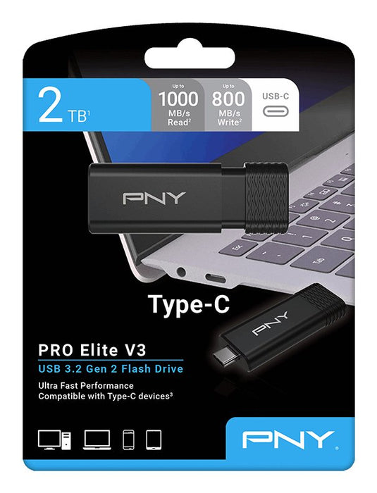 EAN 0751492793009 - PNY PRO Elite V3 unidad flash USB 2 TB USB Tipo C 3.2 Gen 1 (3.1 Gen 1) Negro imagen 12