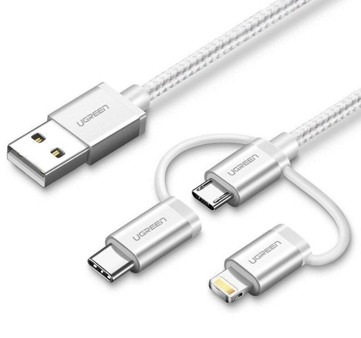 EAN 6957303852031 - Ugreen 50203 cable USB USB 2.0 1,5 m USB A USB C/micro-USB B/Lightning Blanco imagen 1