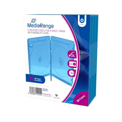 EAN 4260283119165 - MediaRange BOX38-4-30 funda para discos ópticos Caja transparente para CD 4 discos Azul, Transparente imagen 1