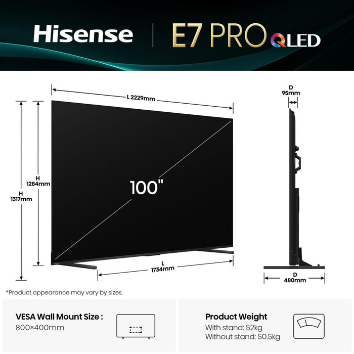 EAN 6942351417042 - Hisense 100E7Q PRO 2,54 m (100") 4K Ultra HD Smart TV Wifi Negro imagen 2