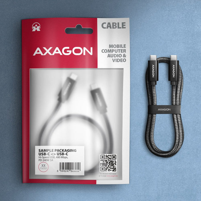 EAN 8595247907400 - Axagon BUCM2-CM15AB Ladekabel USB-C zu USB-C 2.0, 1,5 m, PD 240 W 5 A, ALU - Schwarz - 1,5 Meter langes U imagen 7