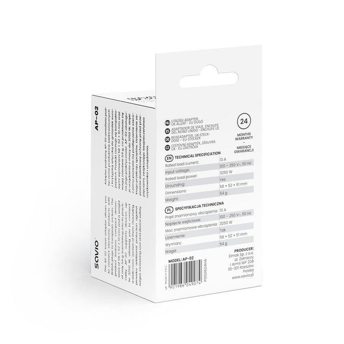 EAN 5901986049074 - Savio AP-02 adaptador e inversor de corriente Universal 3250 W Blanco imagen 5