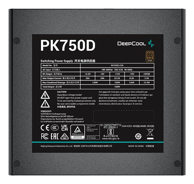 EAN 6933412715375 - DeepCool PK750D unidad de fuente de alimentación 750 W 20+4 pin ATX Negro imagen 3
