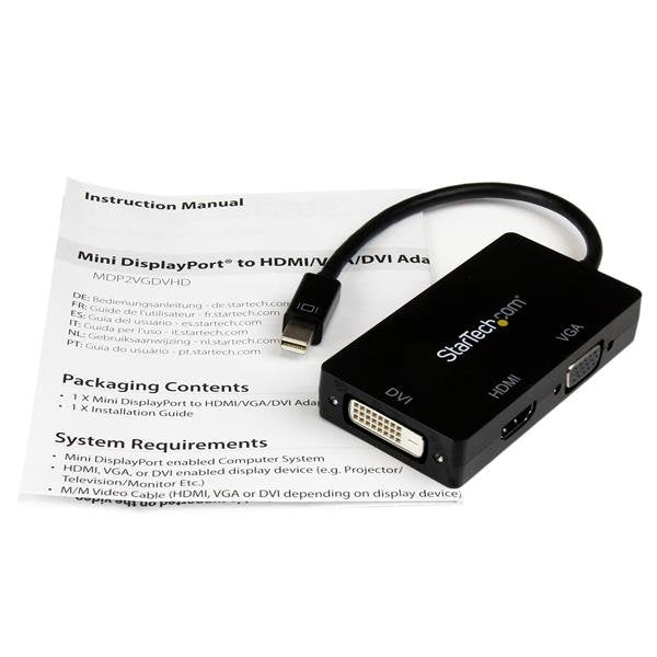 EAN 0065030854290 - StarTech.com MDP2VGDVHD adaptador de cable de vídeo 0,15 m DVI-D + VGA (D-Sub) + HDMI Negro imagen 7