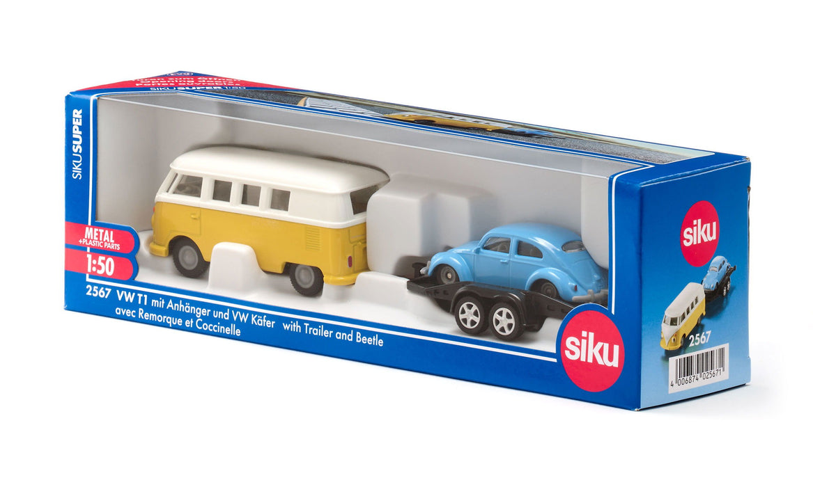 EAN 4006874025671 - Siku VW T1 with trailer and VW Beetle Set de modelos a escala de coches Previamente montado 1:50 imagen 5