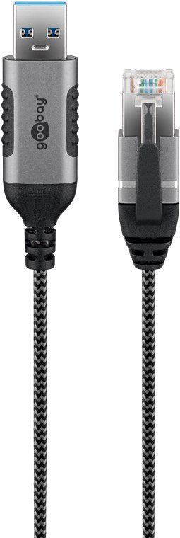 EAN 4040849743955 - Goobay 74395 cambiador de género para cable USB 3.0 type A RJ45 Negro, Plata imagen 1