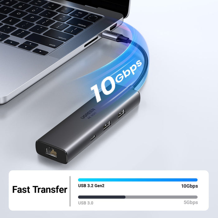 EAN 6941876240005 - Ugreen REVODOK 6-IN-1 4K@60HZ HDMI ETH DOCK Acoplamiento Base Gris imagen 3