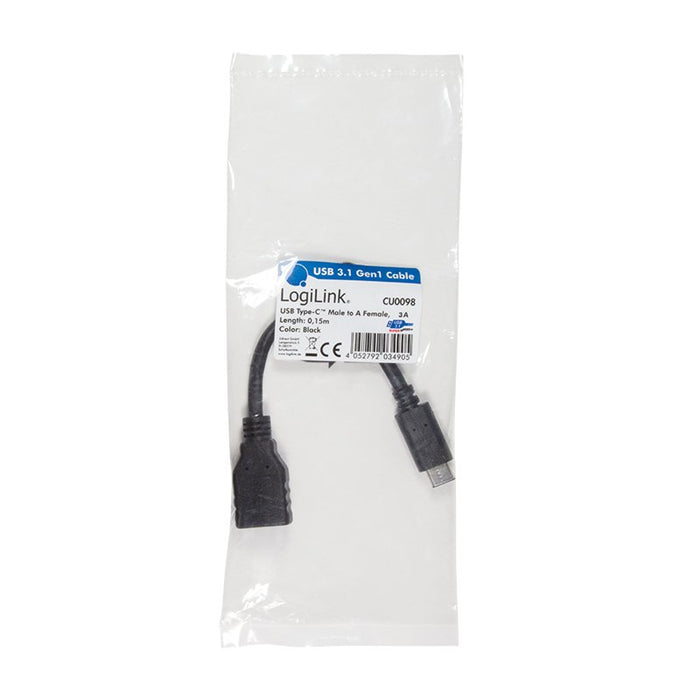 EAN 4052792034905 - LogiLink USB C - USB A 0.15m cable USB USB 3.2 Gen 2 (3.1 Gen 2) 0,15 m Negro imagen 4