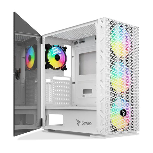 EAN 5901986048039 - Savio Raptor White X1 ARGB Glass/Mesh White Computer Case Midi Tower Blanco imagen 2