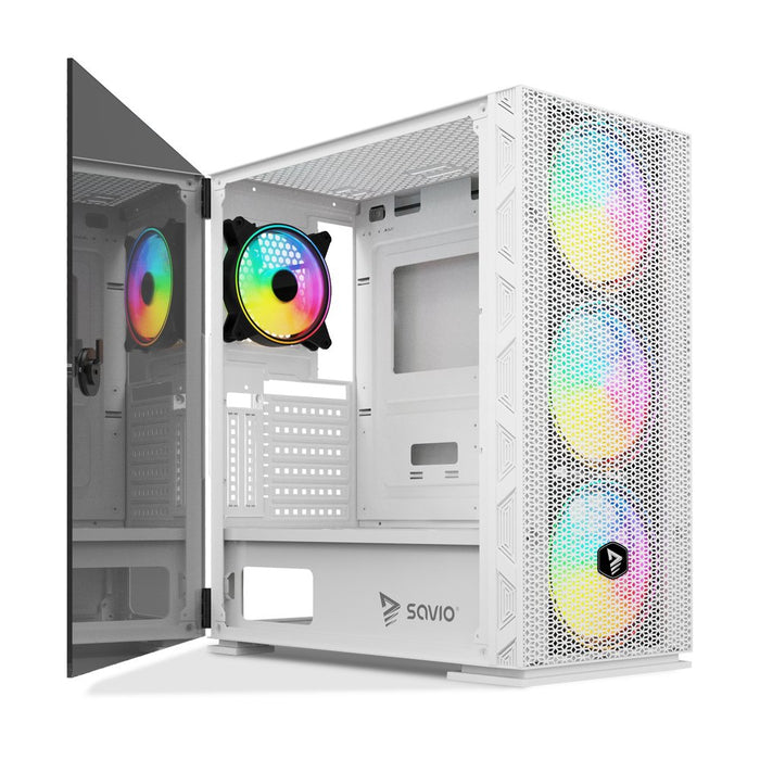 EAN 5901986048039 - Savio Raptor White X1 ARGB Glass/Mesh White Computer Case Midi Tower Blanco imagen 2