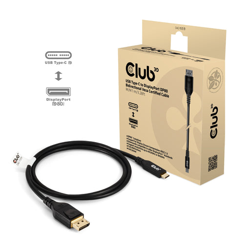 EAN 8719214473099 - CLUB3D USB TYPE-C TO DISPLAYPORT DP80 BIDIRECTIONAL VESA CERTIFIED CABLE 1M/3.28 FT - Kabel - Digital/Dat imagen 1