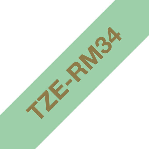 EAN 4977766802369 - Brother TZE-RM34 cinta para impresora de etiquetas Color dorado sobre verde menta imagen 1