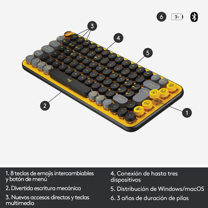 EAN 5099206101272 - Logitech 920-010728 teclado Universal RF Wireless + Bluetooth QWERTY Español Negro, Gris, Amarillo imagen 11