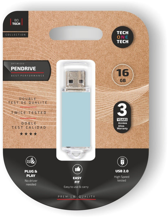 EAN 8436546593898 - TECH ONE TECH TEC3010-16 unidad flash USB 16 GB USB tipo A 2.0 Azul imagen 1