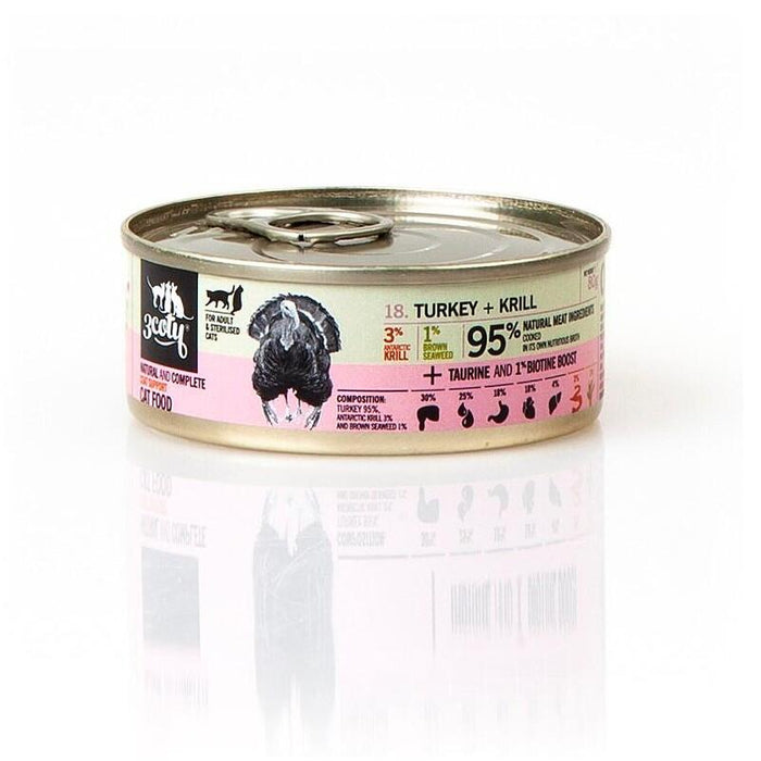 3coty Turkey With Krill Coat Support - Comida Húmeda Para Gatos - 80g