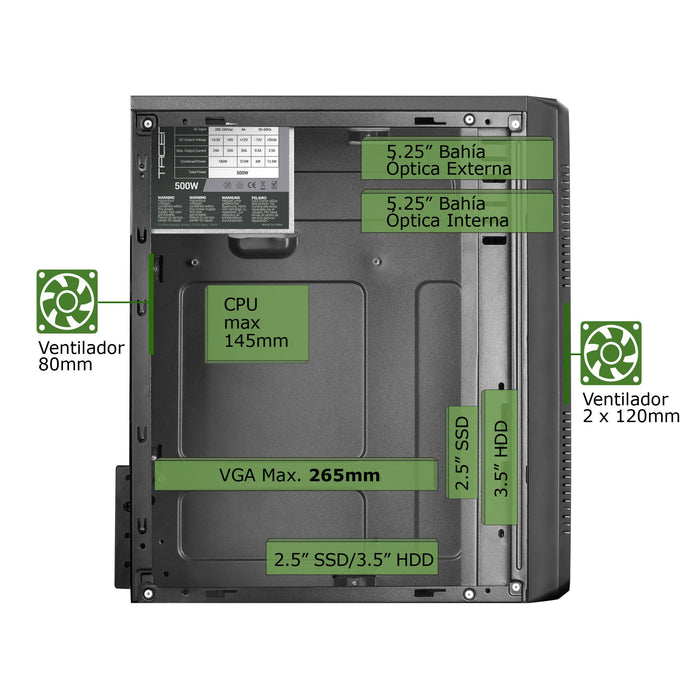 EAN 4710562755015 - Tacens Anima ACM500 carcasa de ordenador Mini Tower Negro imagen 7