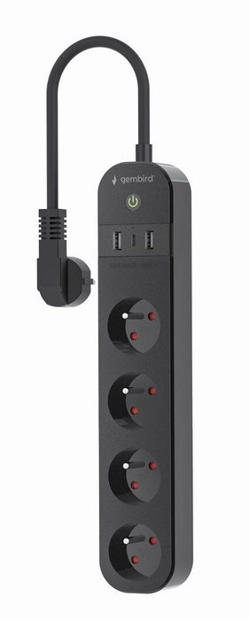 EAN 8716309128490 - Gembird TSL-PS-F4U-01 regleta inteligente 4 salidas AC Tipo F 1,5 m 3 3680 W Negro imagen 2
