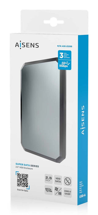 EAN 8435739902165 - AISENS ASE-2529B caja para disco duro externo Carcasa de disco duro/SSD Negro, Gris 2.5" imagen 8