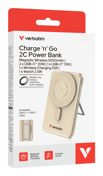 EAN 0023942322535 - Verbatim 32253 batería externa 5000 mAh Cargador inalámbrico Oro imagen 4