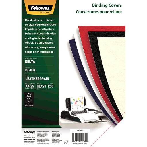 EAN 0043859539642 - Fellowes 5373802 cubierta A4 Papel Negro 25 pieza(s) imagen 1