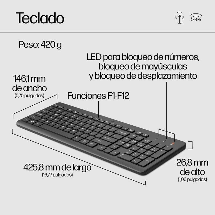 EAN 197029649010 - HP 300 Wireless Mouse and Keyboard Combination teclado Ratón incluido Universal RF inalámbrico Negro imagen 7