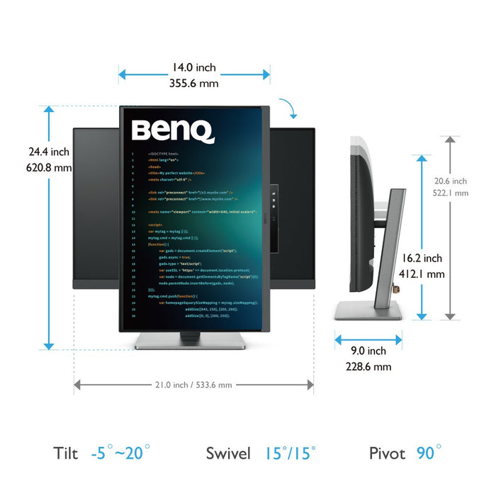 EAN 4718755093272 - BenQ RD240Q pantalla para PC 61,2 cm (24.1") 2560 x 1600 Pixeles WQXGA LCD Negro imagen 5