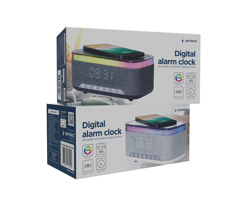 EAN 8716309131414 - Gembird DAC-SPKBT-QC15-GR despertador Reloj despertador digital Gris, Blanco imagen 5