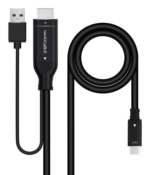 EAN 8433281014770 - Nanocable 10.15.4354 adaptador de cable de vídeo 1,8 m HDMI + USB Type-A USB Tipo C imagen 1