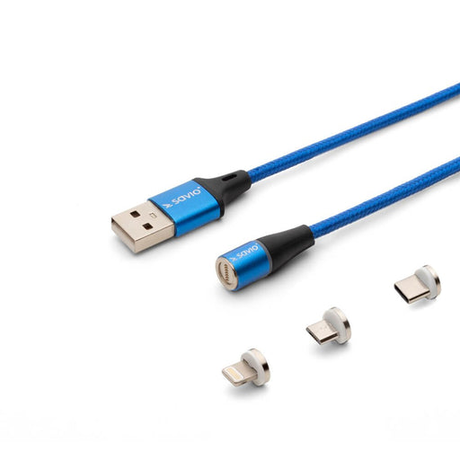 EAN 5901986046752 - Savio CL-157 cable USB USB 2.0 2 m USB A USB C/Micro-USB B/Lightning Azul imagen 1