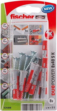 EAN 4048962237078 - Fischer 534998 tornillo de anclaje y taco 8 pieza(s) Set de tornillos y anclajes 40 mm imagen 1