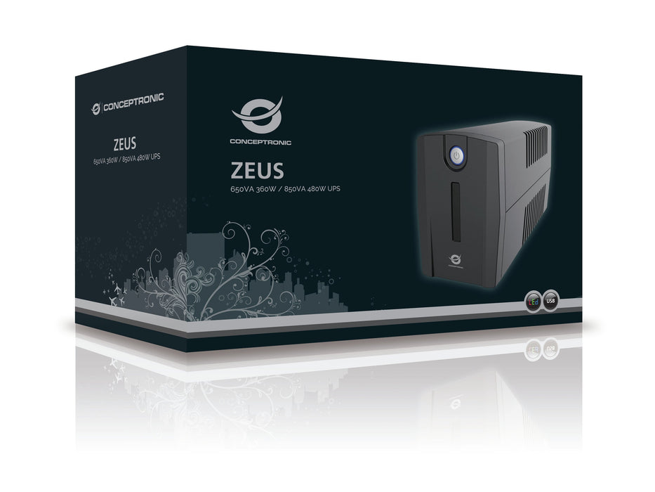 EAN 4015867205181 - Conceptronic ZEUS01ES sistema de alimentación ininterrumpida (UPS) Línea interactiva 0,65 kVA 360 W 2 sal imagen 3