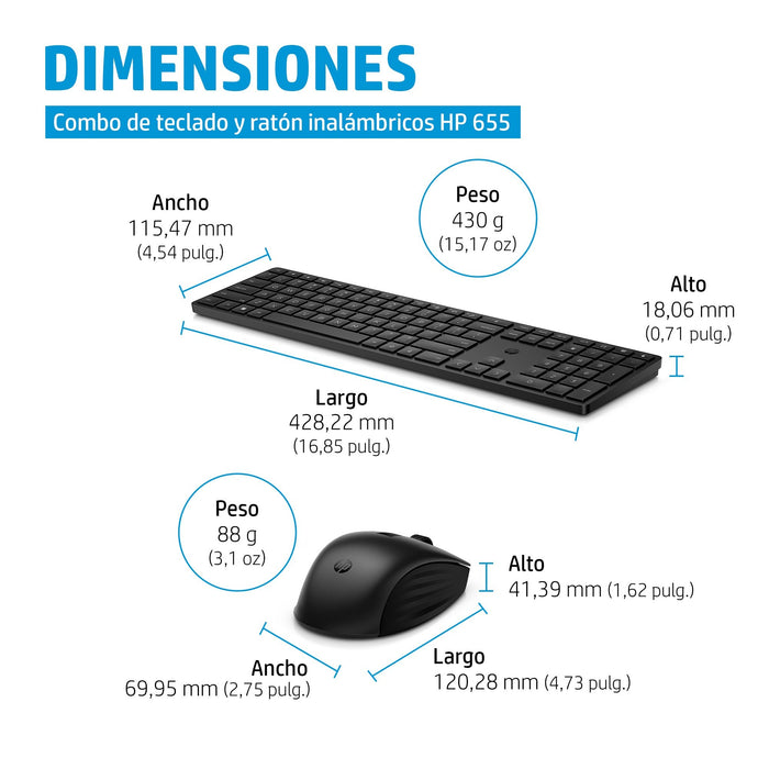 EAN 196188141007 - HP 655 Wireless Keyboard and Mouse Combo teclado Ratón incluido Hogar RF inalámbrico Negro imagen 2