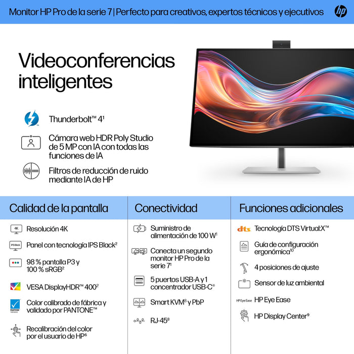 EAN 5715063748862 - HP Series 7 Pro 27 inch 4K Conferencing Monitor - 727pm pantalla para PC 68,6 cm (27") 3840 x 2160 Pixele imagen 3