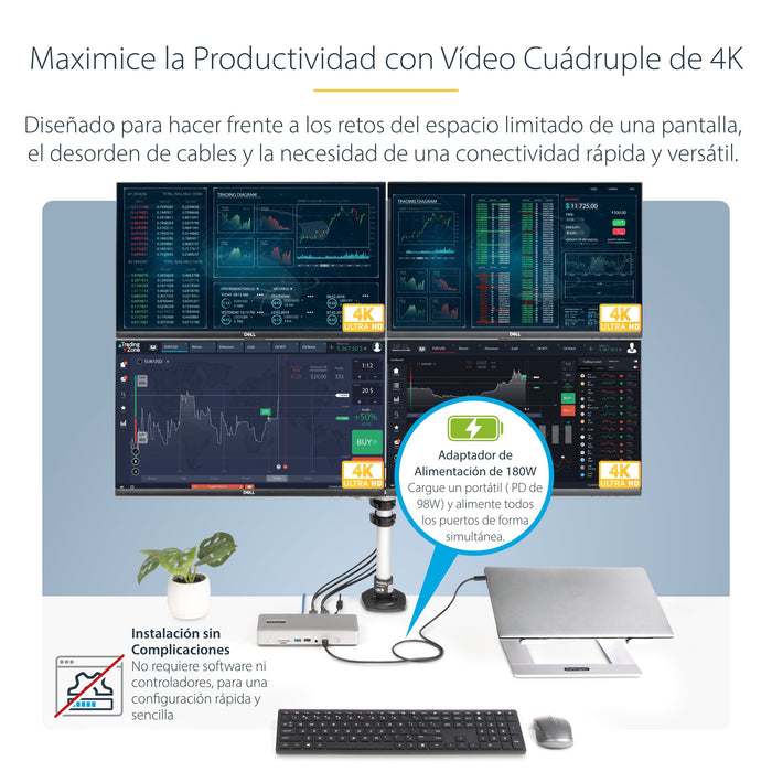 EAN 0065030899680 - StarTech.com 132UE-TB4USB4DOCK base para portátil y replicador de puertos Alámbrico Gris imagen 11