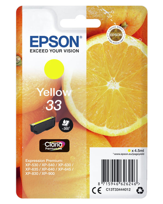 EAN 8715946626253 - Epson Oranges C13T33444022 cartucho de tinta 1 pieza(s) Original Amarillo imagen 3