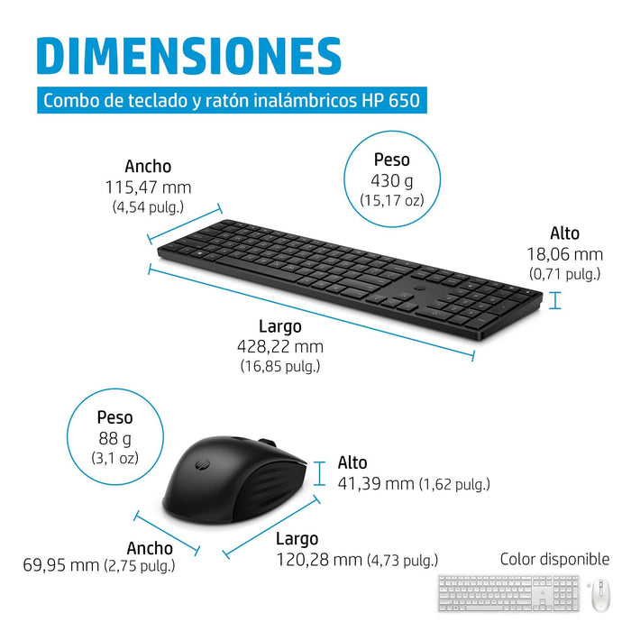 EAN 0196188141304 - HP 650 Wireless Keyboard and Mouse Combo Black teclado Ratón incluido Hogar RF inalámbrico imagen 6