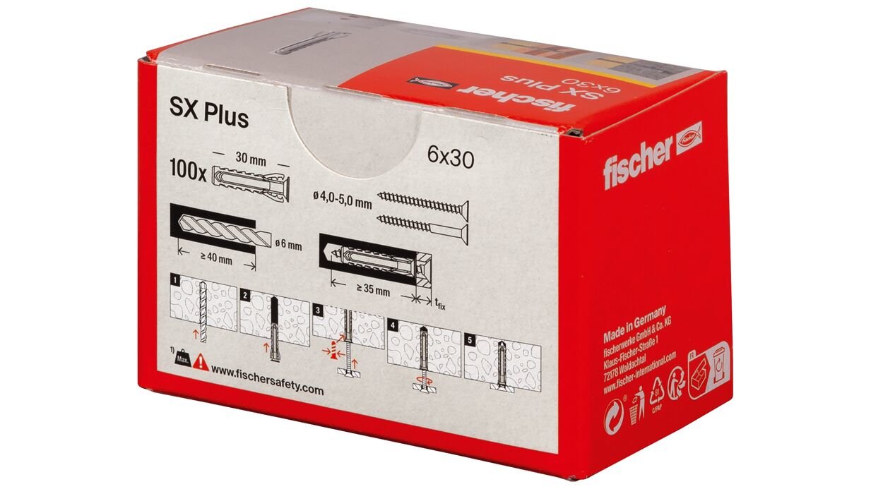 EAN 4048962480825 - Fischer 568006 tornillo de anclaje y taco 100 pieza(s) Anclaje de expansión 30 mm imagen 3