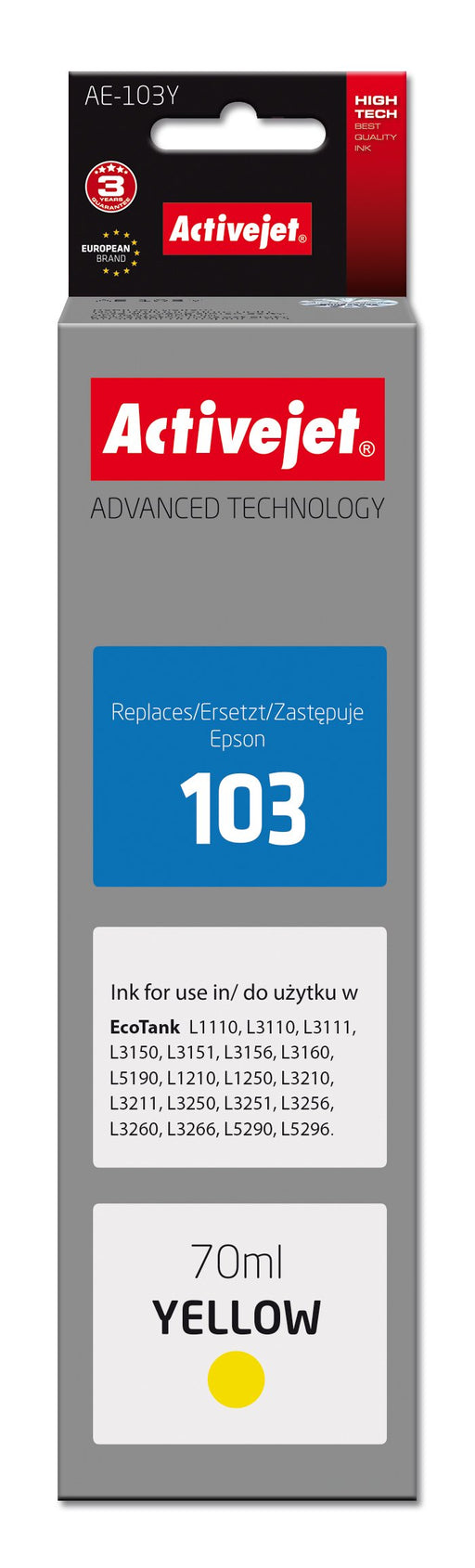 EAN 5901443120759 - Activejet AE-103Y cartucho de tinta 1 pieza(s) Compatible Alto rendimiento (XL) imagen 1