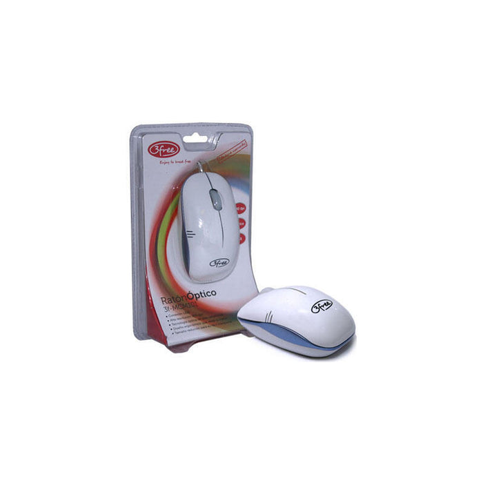 3free Mouse Optico Usb  Mcm101/Wb Diseño Blanco Azul