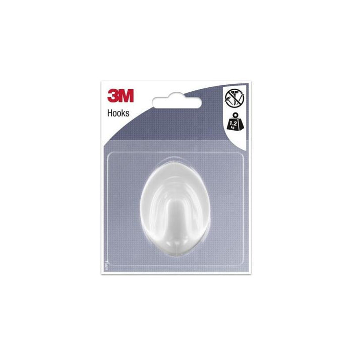 3m Gancho Adhesivo Ovalado - Grande - Soporta Hasta 1.2kg - Blanco