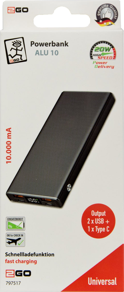 EAN 4010425975179 - 2GO 797517 batería externa 10000 mAh Negro imagen 2