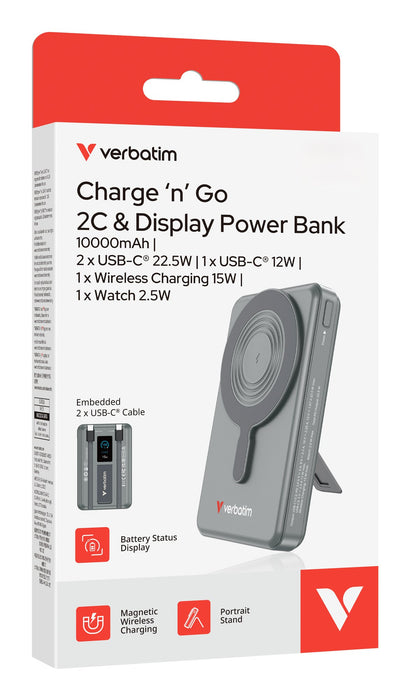 EAN 23942322726 - Verbatim 32272 batería externa Polímero de litio 10000 mAh Cargador inalámbrico Gris imagen 4