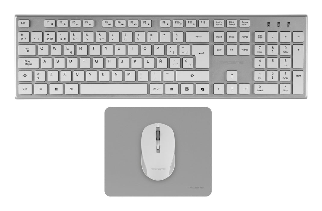 EAN 8435693112150 - Tacens 6ZENITHWPT teclado Ratón incluido Hogar / Oficina RF inalámbrico QWERTY Portugués Plata, Blanco imagen 2