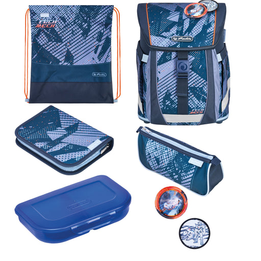 EAN 4008110396347 - Herlitz FiloActive XL Plus TechMech juego de mochila escolar Niño Poliéster Azul, Naranja imagen 1