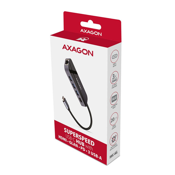 EAN 8595247906182 - Axagon HMC-6GL base para portátil y replicador de puertos Alámbrico USB 3.2 Gen 1 (3.1 Gen 1) Type-C Negr imagen 3